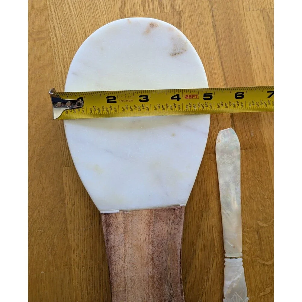 Marble & Wood Spoon Rest With Knife Cottagecore